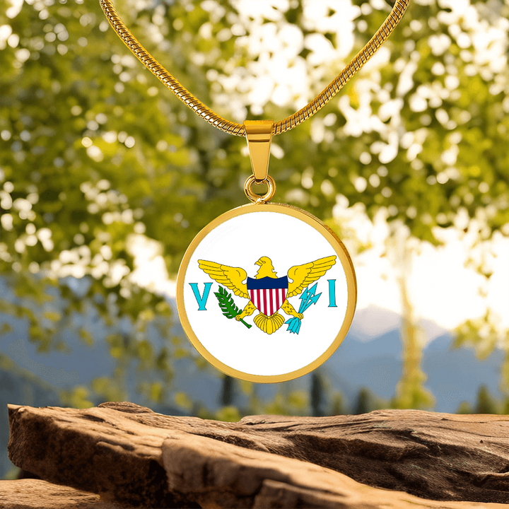 United States Virgin Islands Flag Pendant Necklace