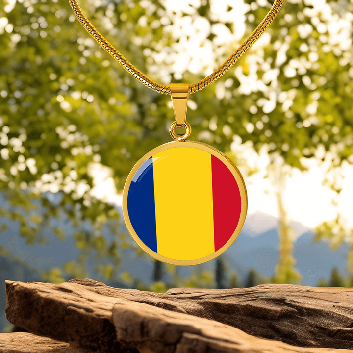 Romania Flag Pendant Necklace