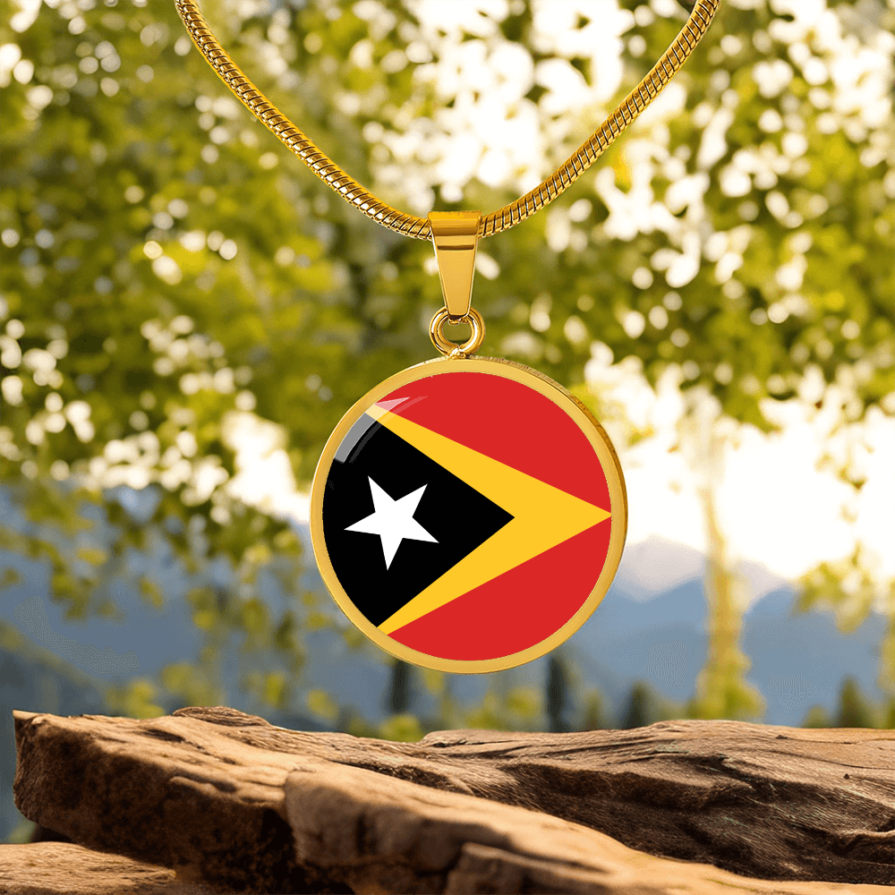 East Timor Flag Pendant Necklace