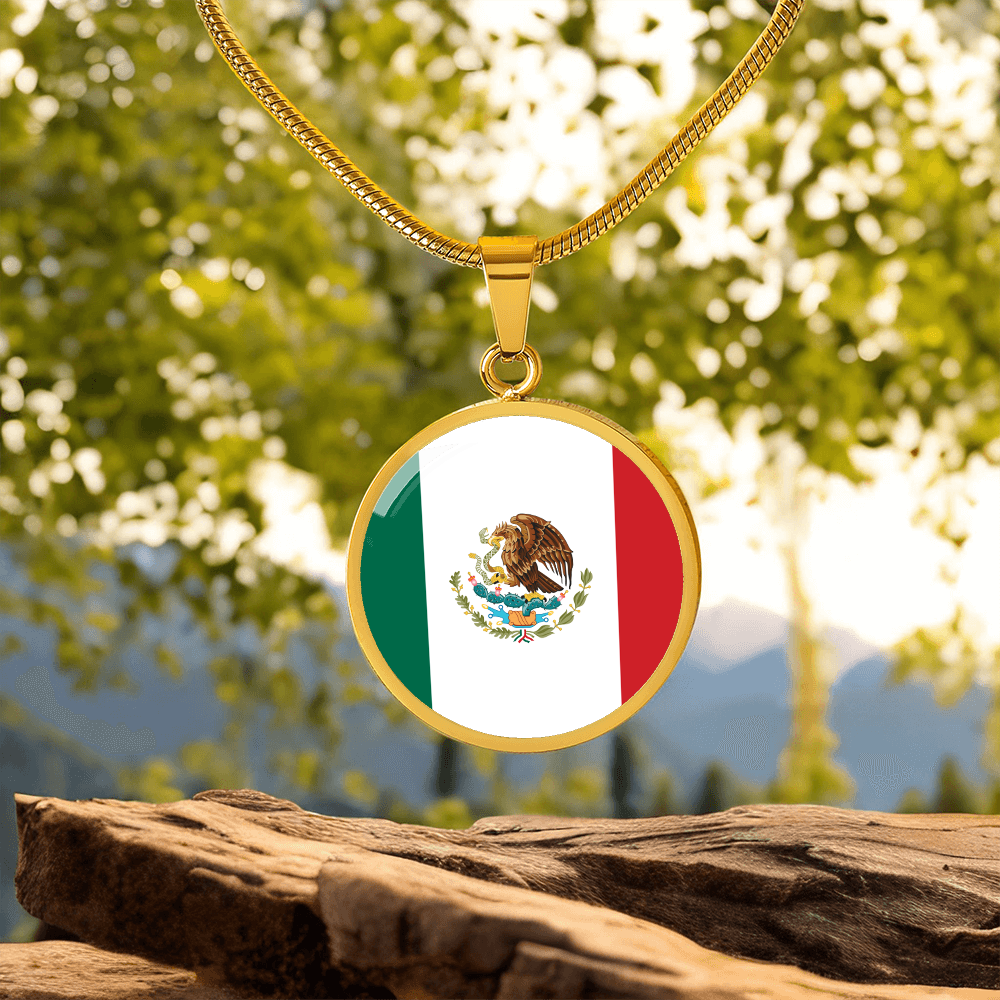 Mexico Flag Pendant Necklace