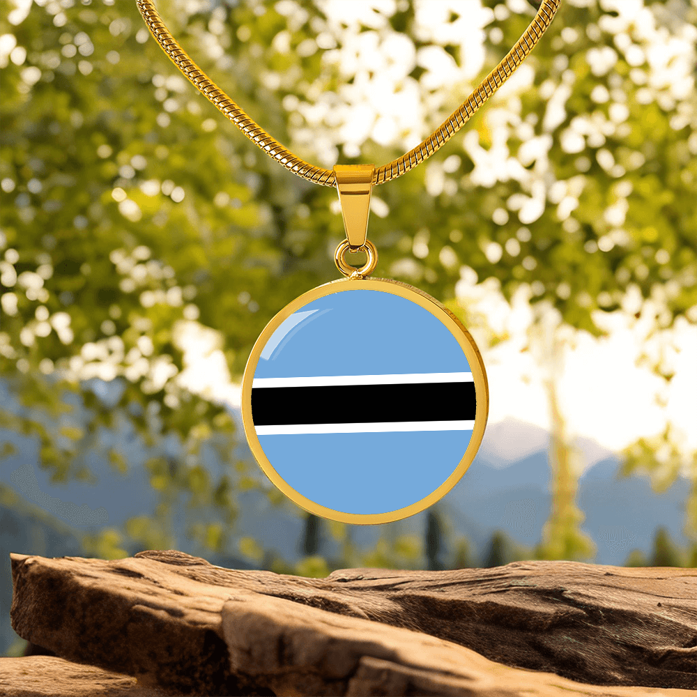Botswana Flag Pendant Necklace
