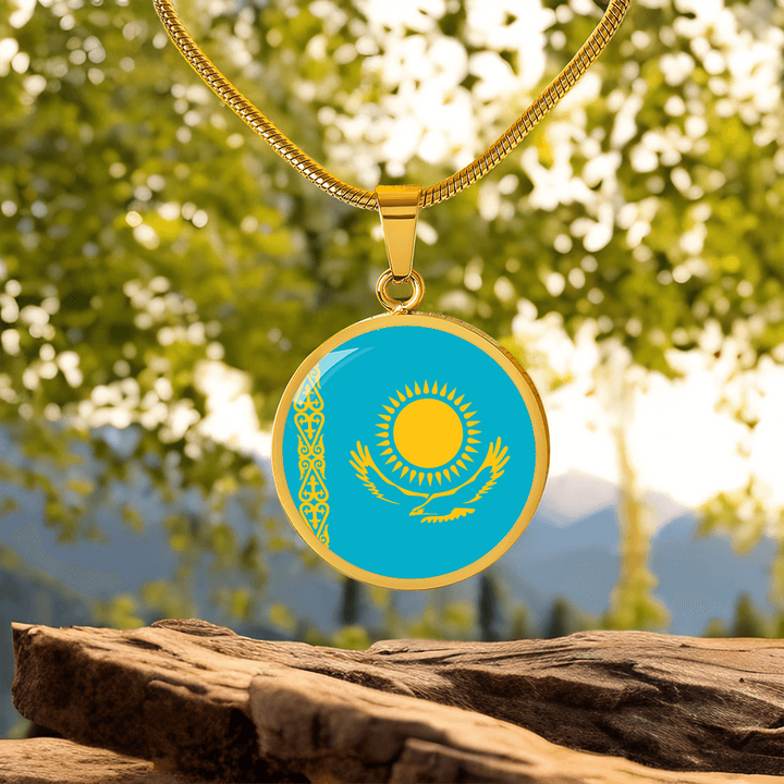 Kazakhstan Flag Pendant Necklace