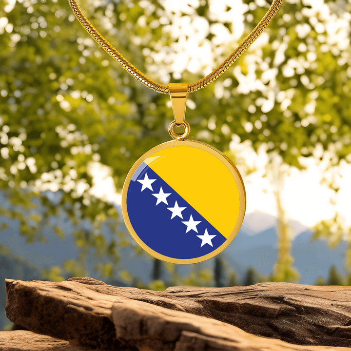 Bosnia and Herzegovina Flag Pendant Necklace