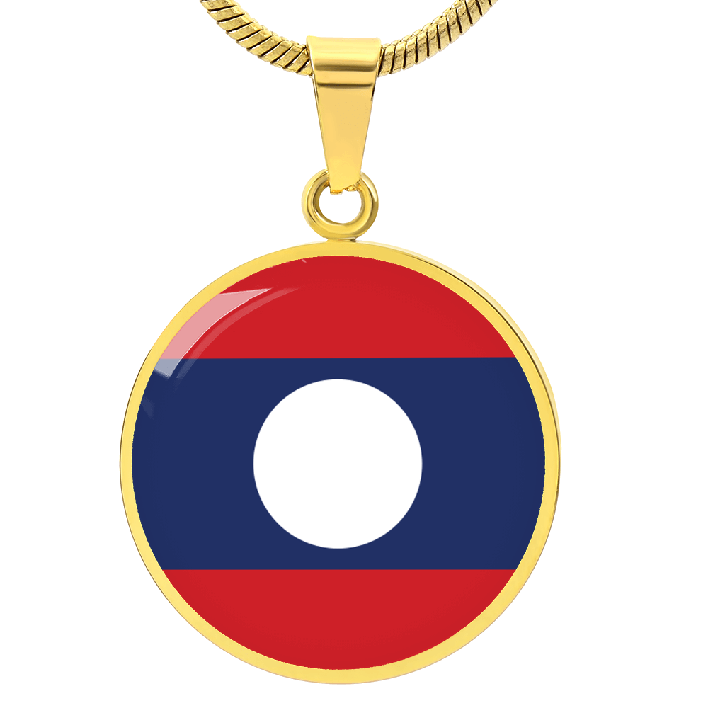 Laos Flag Pendant Necklace