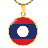 Laos Flag Pendant Necklace