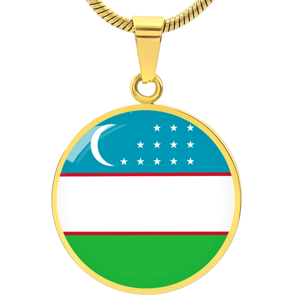 Uzbekistan Flag Pendant Necklace