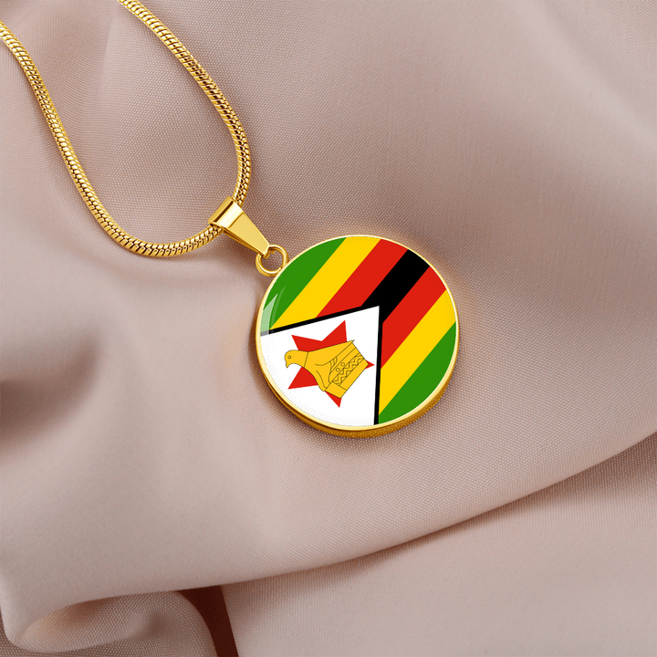 Zimbabwe Flag Pendant Necklace
