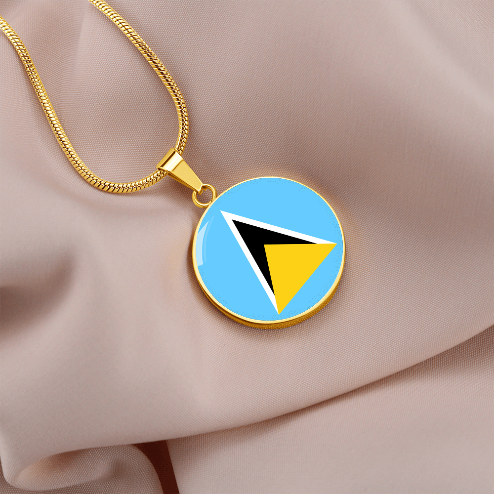 Saint Lucia Flag Pendant Necklace