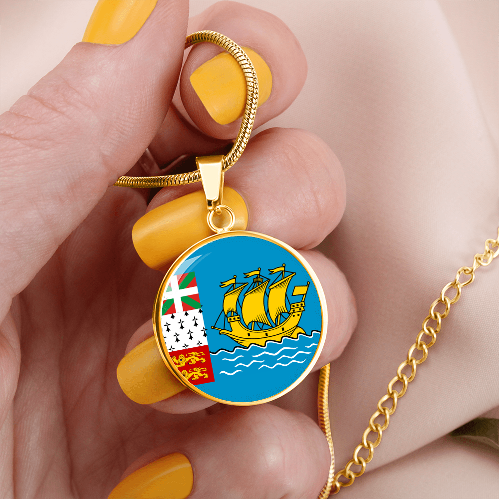 Saint-Pierre and Miquelon Flag Pendant Necklace