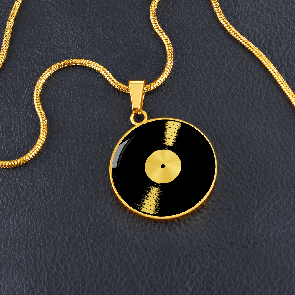 Golden Vinyl Record Necklace