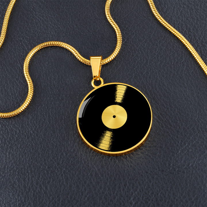 Golden Vinyl Record Necklace