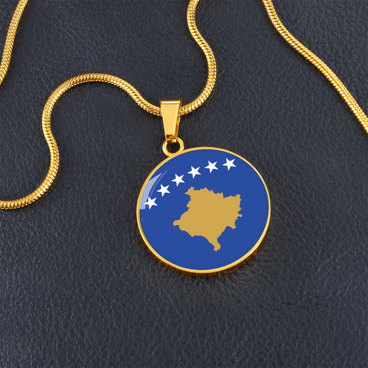 Kosovo Flag Pendant Necklace