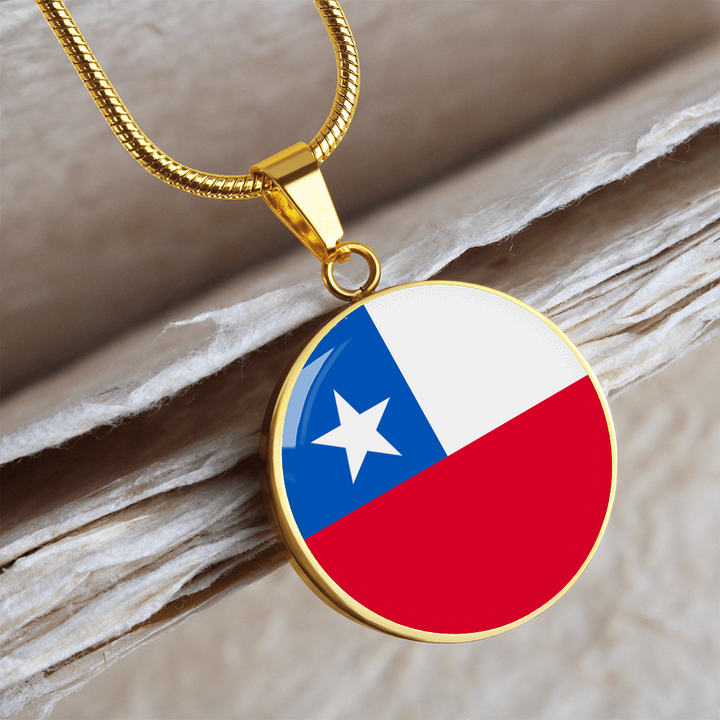 Chile Flag Pendant Necklace