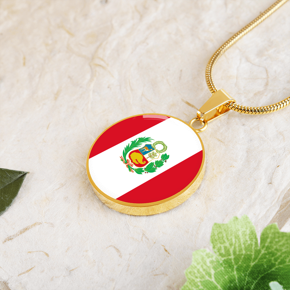 Peru Flag Pendant Necklace