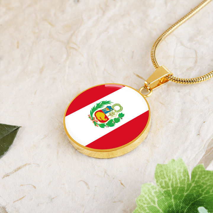 Peru Flag Pendant Necklace
