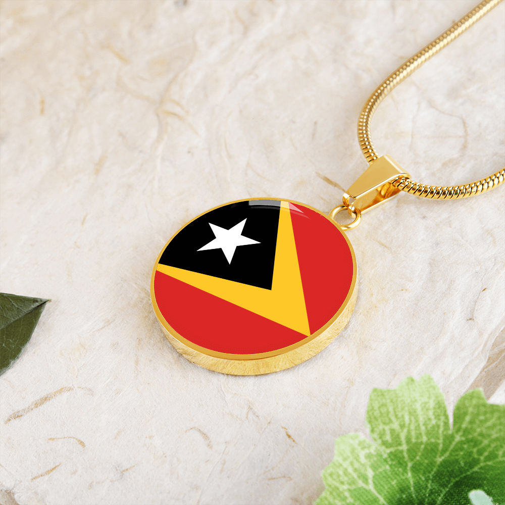 East Timor Flag Pendant Necklace