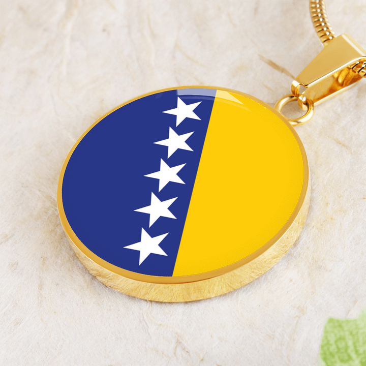 Bosnia and Herzegovina Flag Pendant Necklace