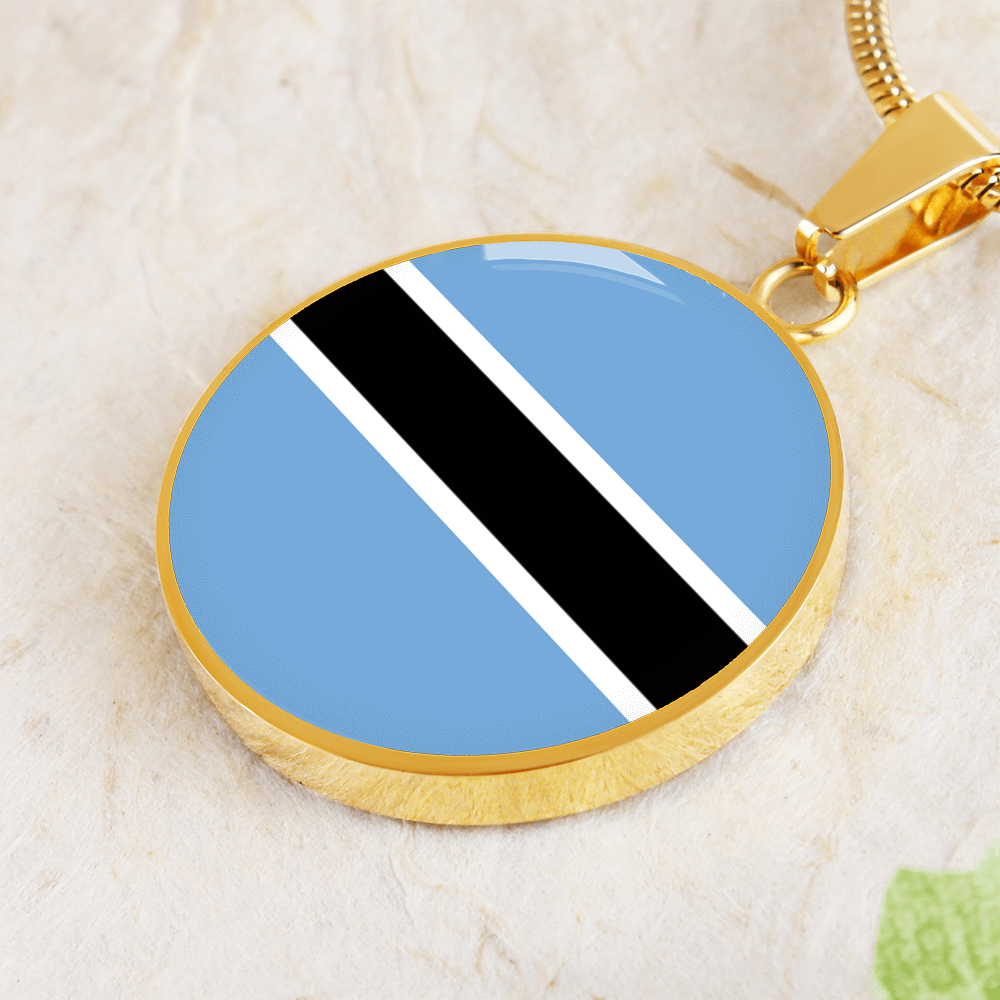 Botswana Flag Pendant Necklace
