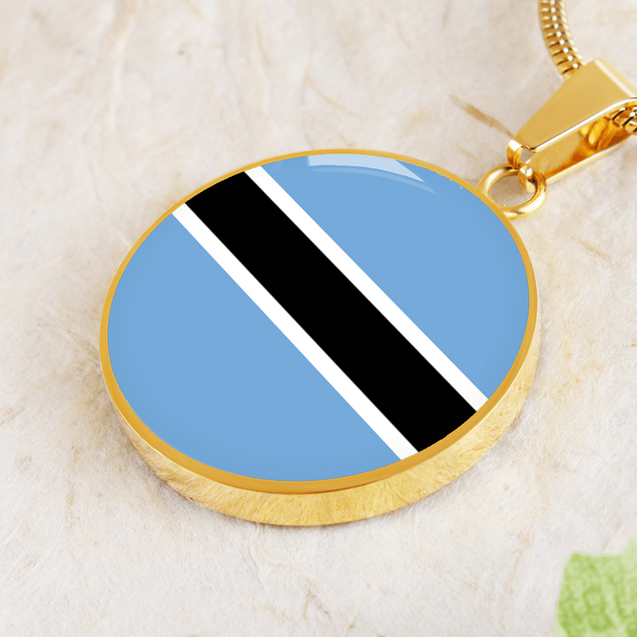 Botswana Flag Pendant Necklace