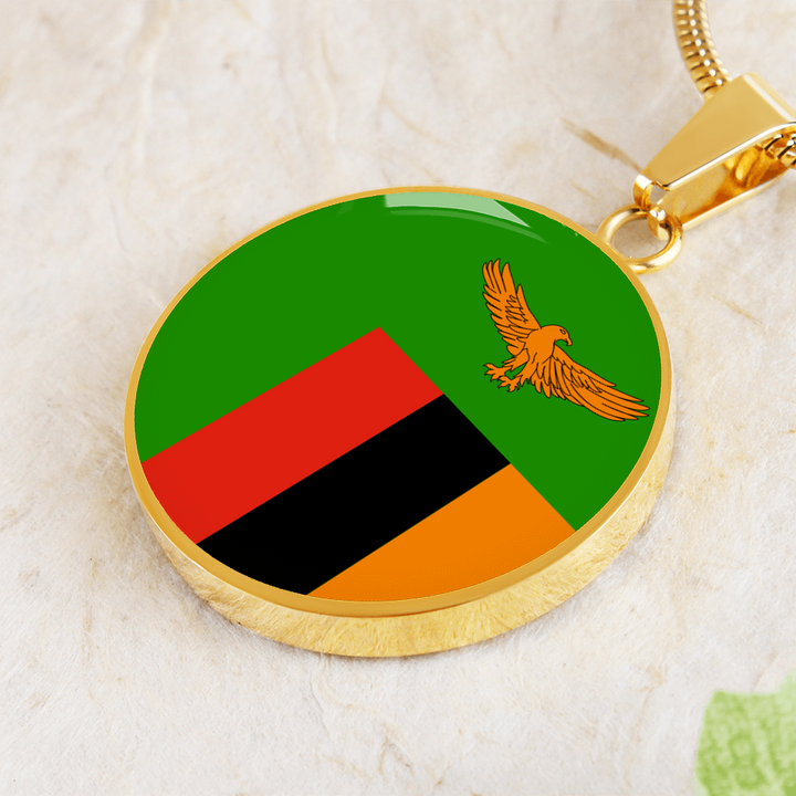 Zambia Flag Pendant Necklace