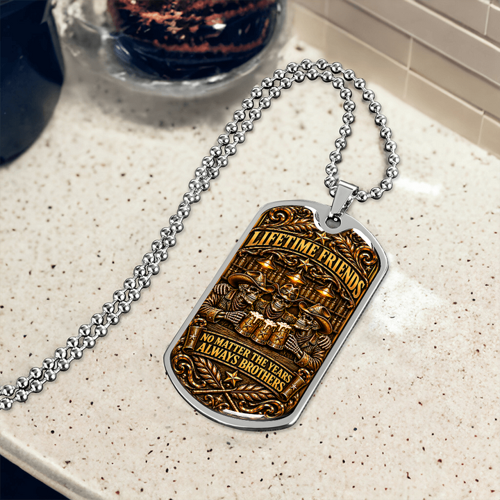 Brotherhood Never Goes Out Style - Personalized Dog Tag Necklace