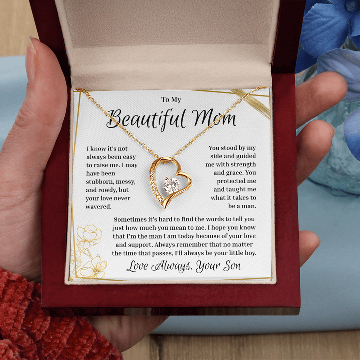 To My Mom - Love Always, Your Son - Heart Necklace