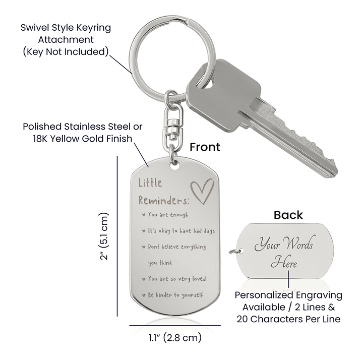 Personalized Little Reminders Keychain for Her
