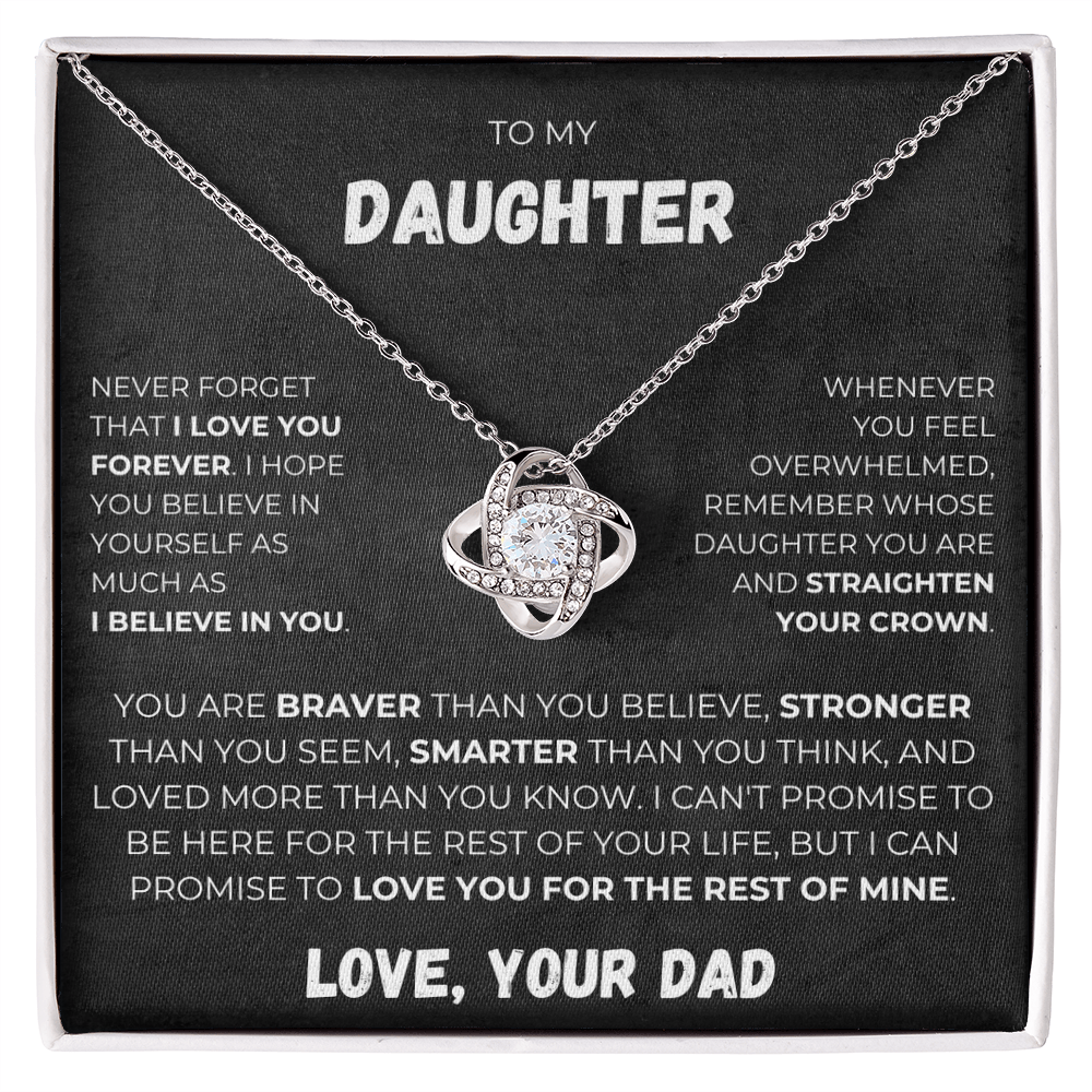 To My Daughter - I Believe In You - Love Knot Necklace