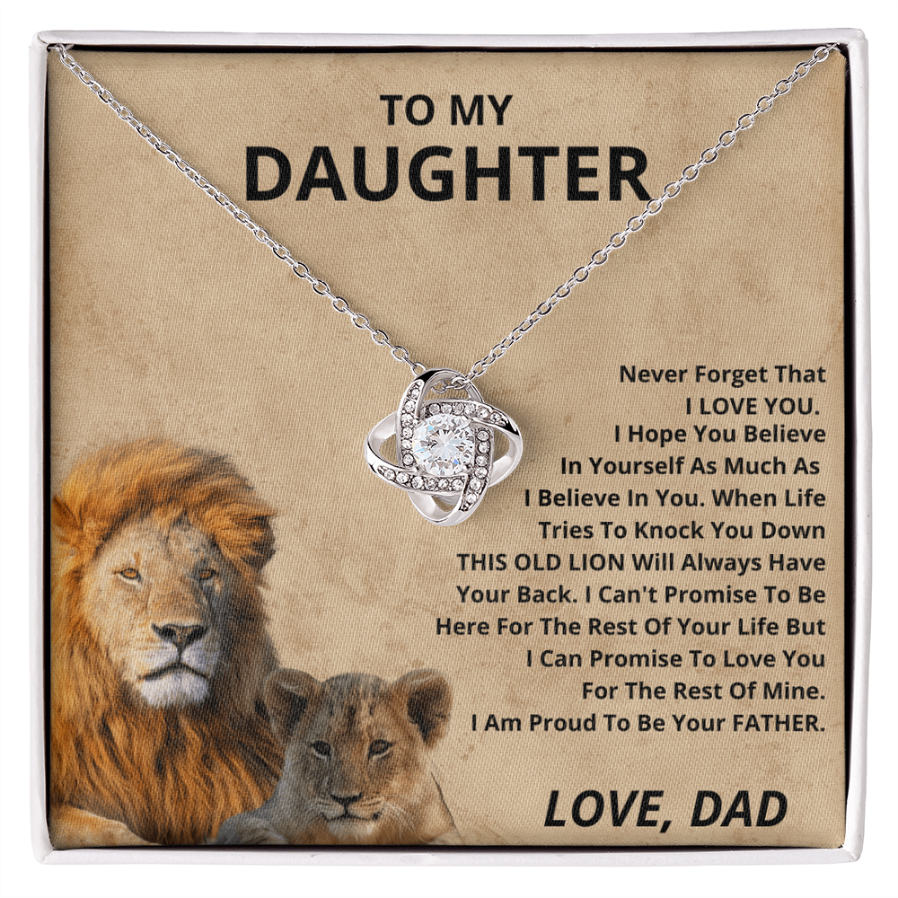 To My Daughter - Lion & Cub - Love Knot Necklace