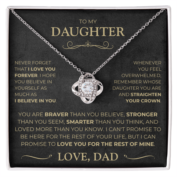 To my Daughter - I Love You Forever - Love Knot Necklace