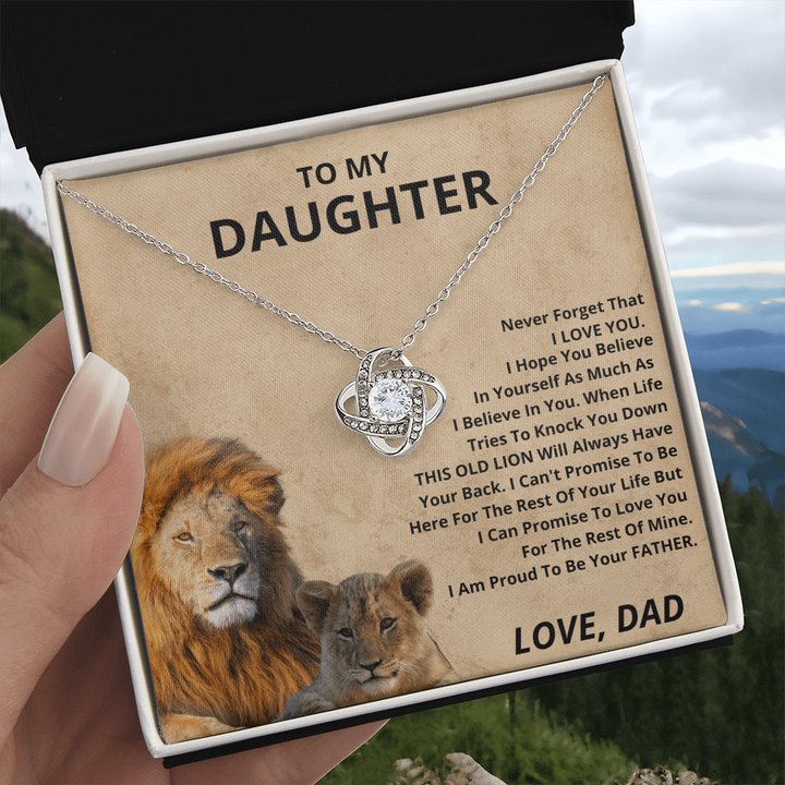 To My Daughter - Lion & Cub - Love Knot Necklace