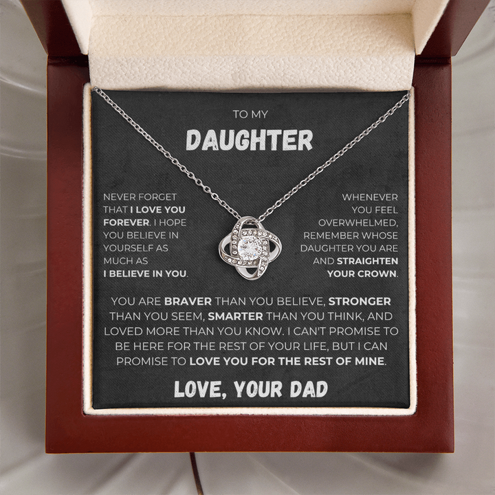 To My Daughter - I Believe In You - Love Knot Necklace