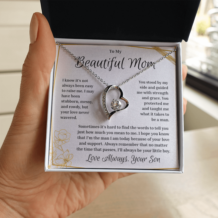 To My Mom - Love Always, Your Son - Heart Necklace
