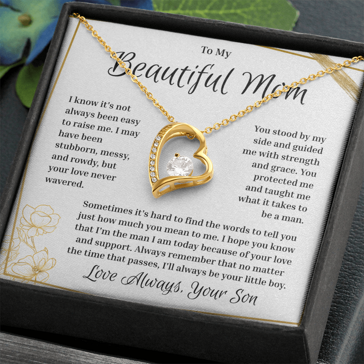 To My Mom - Love Always, Your Son - Heart Necklace