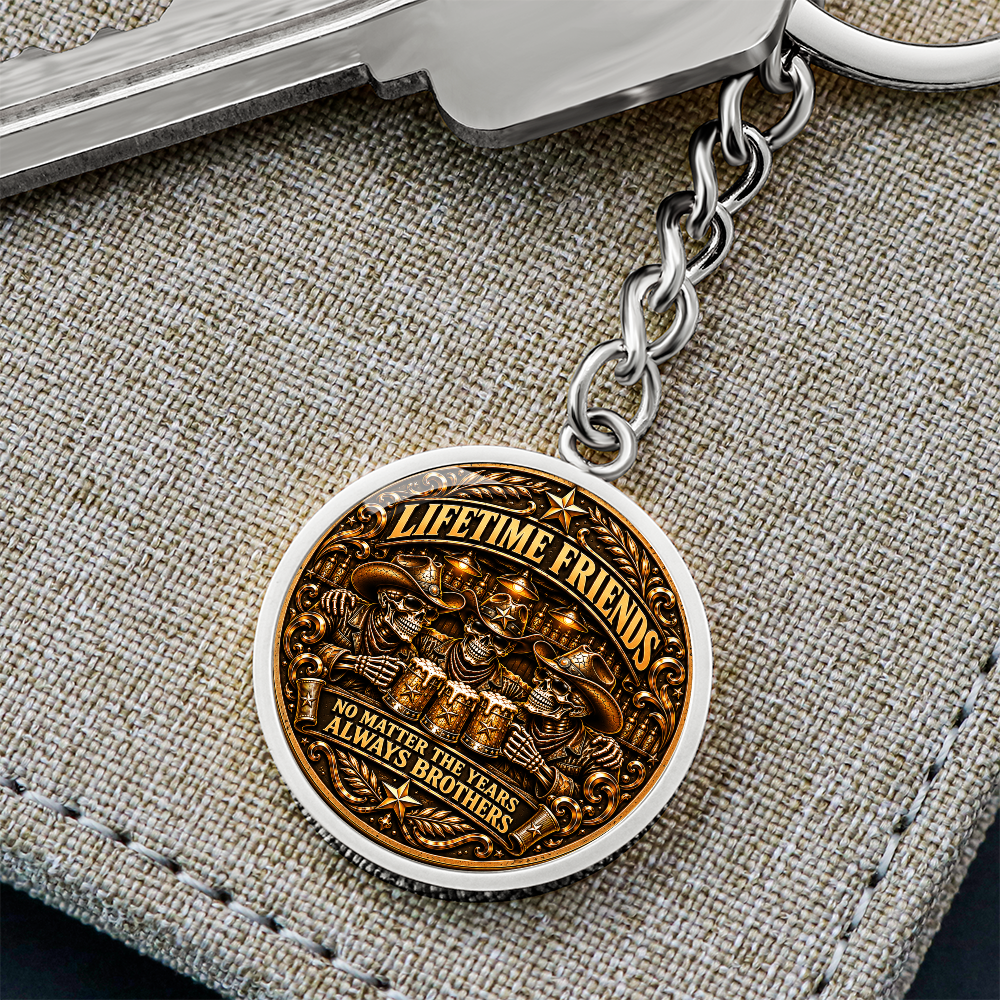 Brotherhood Never Goes Out Style - Personalized Circle Keychain