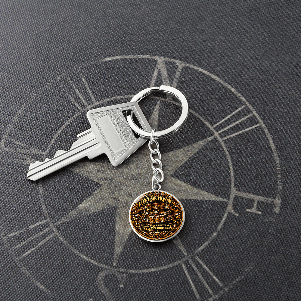 Brotherhood Never Goes Out Style - Personalized Circle Keychain