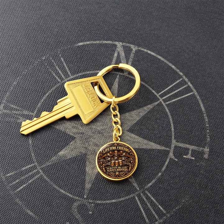 Brotherhood Never Goes Out Style - Personalized Circle Keychain